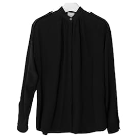 Camicia in seta con collo alla coreana Nero - Burberry
