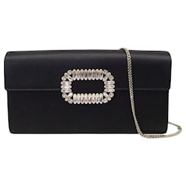 Borsa a tracolla e pochette Pilgrim con fibbia in cristallo nero - Roger Vivier