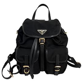 Zaino in nylon con logo triangolare Nero - Prada