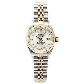Rolex Datejust Damen Combo Uhr mit silbernem Zifferblatt und Aftermarket-Diamanten