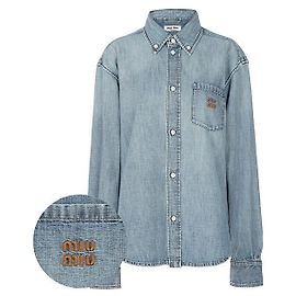 Miu Miu Camisa de denim chambray azul claro