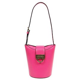Salvatore Ferragamo Borsa crossbody a secchiello con fibbia Pink Gold
