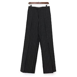 Pantalones de lana a rayas negras para mujer - Céline