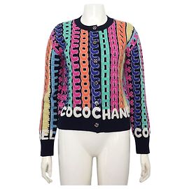 Chanel Cárdigan de cuello alto para mujer Cocoe Multi Logo