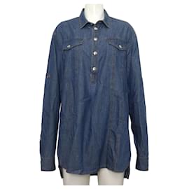 Baumwoll-Denim Hemdjacke mit halber Knopfleiste und langen Ärmeln für Damen - Balmain
