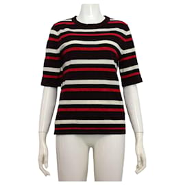 Mehrfarbiges Kurzarm-T-Shirt für Damen aus Wollmischung mit Rundhalsausschnitt - Chanel