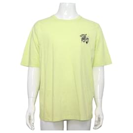 Gelbes Kurzarm-T-Shirt für Herren aus Leder mit Mini-Patch - Hermès