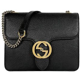 Gucci Schultertasche mit ineinandergreifender Kette Schwarz