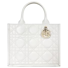 Cannage Book Tote Small Leather White - Dior