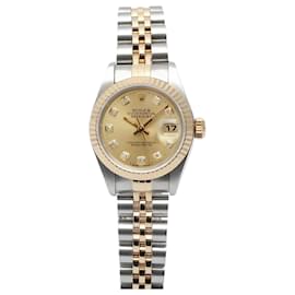 Rolex Datejust Combi-Damenuhr mit Original-Diamanten und champagne gold Zifferblatt