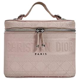 Borsa vanity tote in mesh con ricamo Cannage Travel Pink Large - Dior