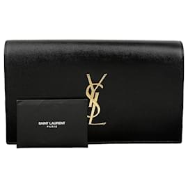 Clutch con patta Grand Poudre in pelle Nero - Saint Laurent