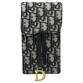 Borsa crossbody con catena e porta-cellulare in jacquard Saddle - Dior
