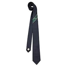 Cravatta in jacquard di seta Logo Blu navy Verde Bianco - Dior