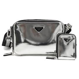 Prada Borsa a spalla e borsa a tracolla unisex in argento spazzolato