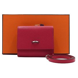 Hermès Carteira Pink Chaine dAncre em couro de cabra Chamkila com hardware Palladium