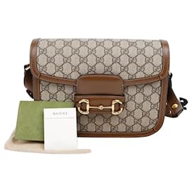 Gucci Sac à épaule Small Horsebit GG Marron