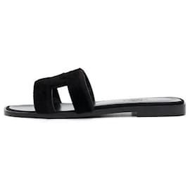 Oran Damen Sandalen Pantoletten aus schwarzem Nerzfell - Hermès