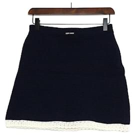 Marineblauer Rock aus Baumwollmischung in Crochet-Strick mit Logo für Damen - Miu Miu