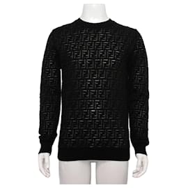 Strickpullover für Herren aus schwarzer Wolle mit FF-Monogramm - Fendi