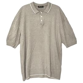 Strick-T-Shirt Polo aus Leinen Kurzarm Beige - Loro Piana