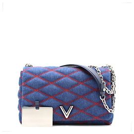 Louis Vuitton Denim Malta MM Shoulder Bag with Silver Chain
