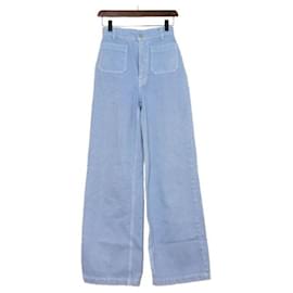 Miu Miu Vaqueros Drill Denim para mujer con logotipo en el bolsillo trasero