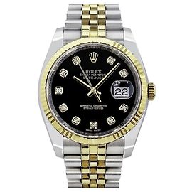 Rolex Datejust Diamantes Ouro Amarelo Preto