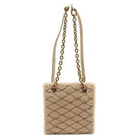 Saint Laurent Bolsa de ombro e bolsa transversal em pele de carneiro castanha