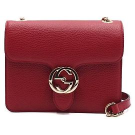 Gucci Sac à épaule et sac bandoulière rouge à petite chaîne entrelacée