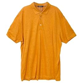 Loro Piana T-Shirt mit Leinenkragen Orange