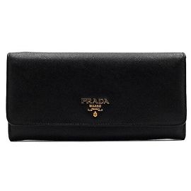 Prada Saffiano-Leder-Portemonnaie mit Druckknopf und goldfarbenen Details