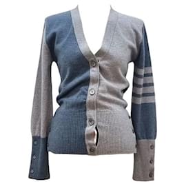 Thom Browne Fun Mix Cashmere Diagonal V-Neck Cardigan