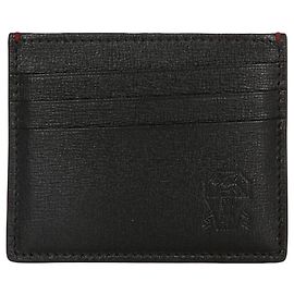 Brunello Cucinelli Klassischer Kartenhalter aus schwarzem Leder