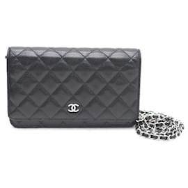 Chanel Borsa a tracolla con catena Caviar Classic WOC con CC argento