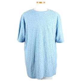 Dior Oblique Terry Cotton Jacquard Kurzarmshirt Blau XL