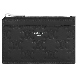 Céline Porta-cartões com zíper em relevo Triumph Black