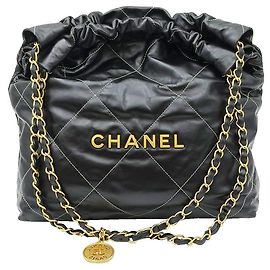 Chanel Picca borsa a tracolla in vitello nero e metallo dorato