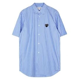 Kurzarmhemd mit schwarzem Herz-Patch - Comme Des Garcons
