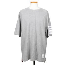 Thom Browne Cotton Striped Short-Sleeve T-Shirt Gray