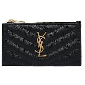 Kartenetui Monogram Gold Zip Wallet Black - Saint Laurent
