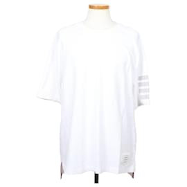Thom Browne Baumwoll-T-Shirt mit diagonalem Armband, kurze Ärmel, Weiß