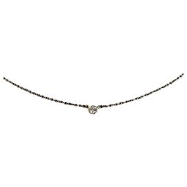 Tiffany & Co Yellow Gold Single Diamond Pendant Necklace
