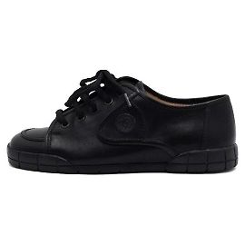 Chanel Vintage Schwarze Leder CC Sneaker Damen