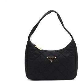 Prada Borsa a tracolla hobo da donna in nylon trapuntato con logo triangolare