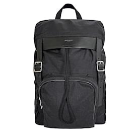 Saint Laurent Canvas Rucksack mit einer Tasche Schwarz