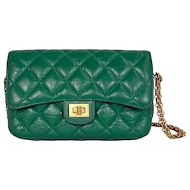 Chanel Borsa a patta Vintage Mini Verde con dettagli dorati