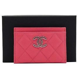Chanel Kartenetui aus Kaviarleder in Rosa