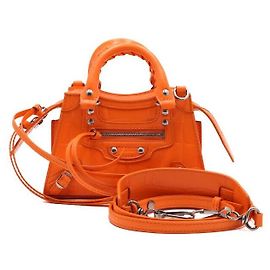 Balenciaga Neo Classic City Nano Mini Tote Bag aus Leder in Orange mit Krokodilprägung