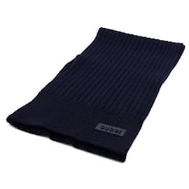 Sciarpa in maglia di lana blu scuro con logo iniziale da uomo - Gucci